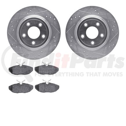 Dynamic Friction Company 7602-54005 Rotors-Drilled and Slotted-Silver with 5000 Euro Ceramic Brake Pads