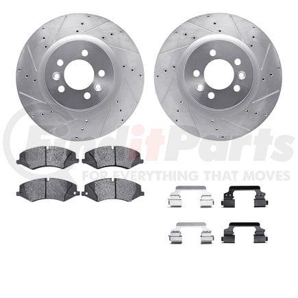 Dynamic Friction Company 7612-11009 Rotors-Drilled & Slotted-Silver w/ 5000 Euro Ceramic Brake Pads Incl Hdw