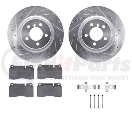 Dynamic Friction Company 7612-11012 Rotors-Drilled & Slotted-Silver w/ 5000 Euro Ceramic Brake Pads Incl Hdw
