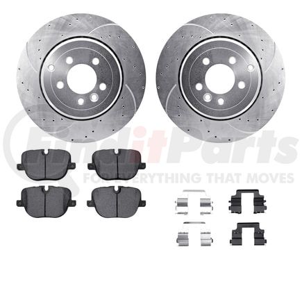 Dynamic Friction Company 7612-11019 Rotors-Drilled & Slotted-Silver w/ 5000 Euro Ceramic Brake Pads Incl Hdw