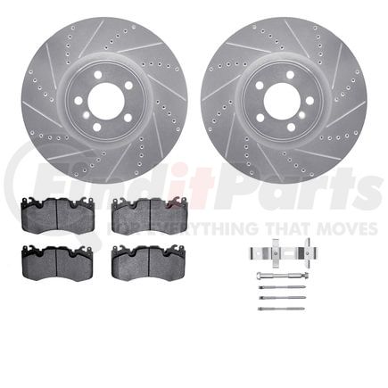 Dynamic Friction Company 7612-11018 Rotors-Drilled & Slotted-Silver w/ 5000 Euro Ceramic Brake Pads Incl Hdw