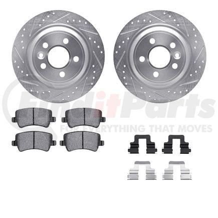 Dynamic Friction Company 7612-11021 Rotors-Drilled & Slotted-Silver w/ 5000 Euro Ceramic Brake Pads Incl Hdw