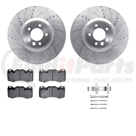 Dynamic Friction Company 7612-11020 Rotors-Drilled & Slotted-Silver w/ 5000 Euro Ceramic Brake Pads Incl Hdw