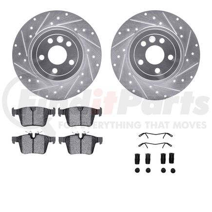Dynamic Friction Company 7612-11027 Rotors-Drilled & Slotted-Silver w/ 5000 Euro Ceramic Brake Pads Incl Hdw
