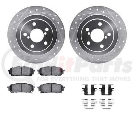 Dynamic Friction Company 7612-13000 Rotors-Drilled & Slotted-Silver w/ 5000 Euro Ceramic Brake Pads Incl Hdw