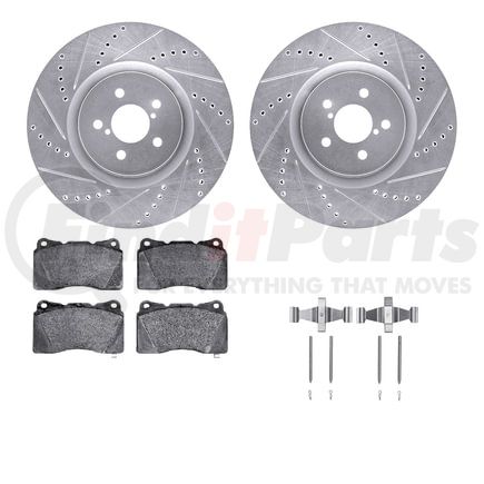 Dynamic Friction Company 7612-13002 Rotors-Drilled & Slotted-Silver w/ 5000 Euro Ceramic Brake Pads Incl Hdw