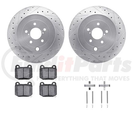 Dynamic Friction Company 7612-13013 Rotors-Drilled & Slotted-Silver w/ 5000 Euro Ceramic Brake Pads Incl Hdw