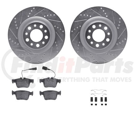 Dynamic Friction Company 7612-16006 Rotors-Drilled & Slotted-Silver w/ 5000 Euro Ceramic Brake Pads Incl Hdw