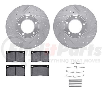 Dynamic Friction Company 7612-20001 Rotors-Drilled & Slotted-Silver w/ 5000 Euro Ceramic Brake Pads Incl Hdw