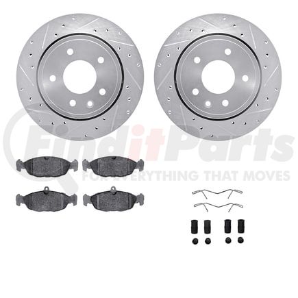 Dynamic Friction Company 7612-20004 Rotors-Drilled & Slotted-Silver w/ 5000 Euro Ceramic Brake Pads Incl Hdw