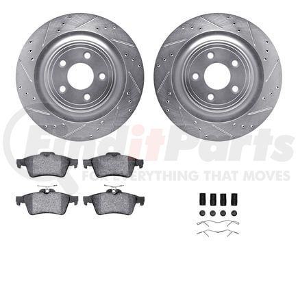 Dynamic Friction Company 7612-20011 Rotors-Drilled & Slotted-Silver w/ 5000 Euro Ceramic Brake Pads Incl Hdw