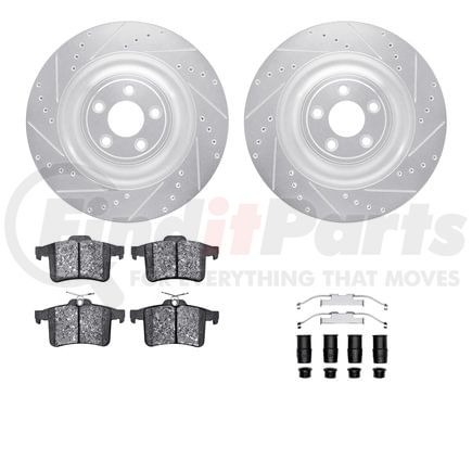 Dynamic Friction Company 7612-20020 Rotors-Drilled & Slotted-Silver w/ 5000 Euro Ceramic Brake Pads Incl Hdw