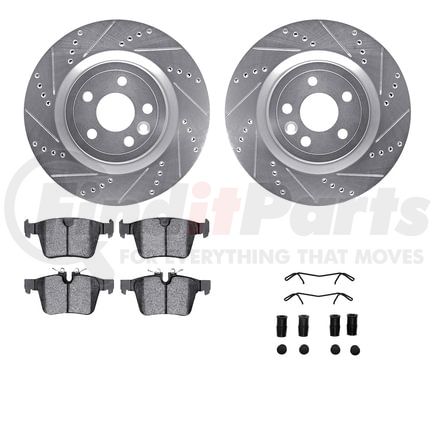 Dynamic Friction Company 7612-20025 Rotors-Drilled & Slotted-Silver w/ 5000 Euro Ceramic Brake Pads Incl Hdw