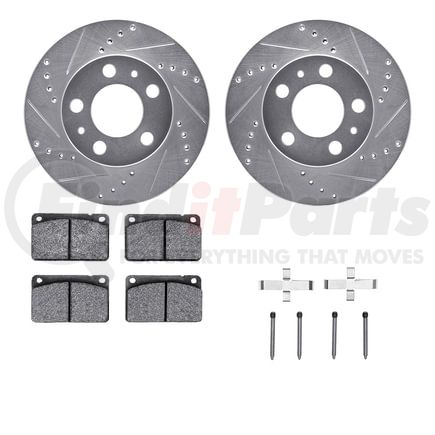 Dynamic Friction Company 7612-27006 Rotors-Drilled & Slotted-Silver w/ 5000 Euro Ceramic Brake Pads Incl Hdw