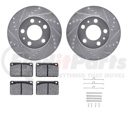Dynamic Friction Company 7612-27007 Rotors-Drilled & Slotted-Silver w/ 5000 Euro Ceramic Brake Pads Incl Hdw
