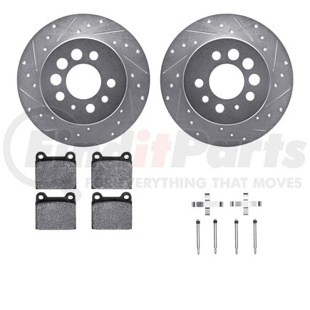 Dynamic Friction Company 7612-27009 Rotors-Drilled & Slotted-Silver w/ 5000 Euro Ceramic Brake Pads Incl Hdw