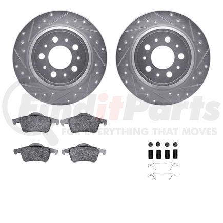 Dynamic Friction Company 7612-27029 Rotors-Drilled & Slotted-Silver w/ 5000 Euro Ceramic Brake Pads Incl Hdw