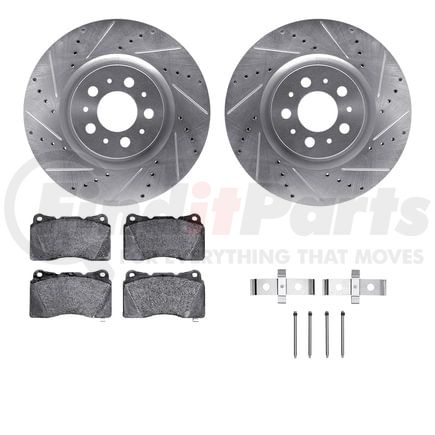 Dynamic Friction Company 7612-27033 Rotors-Drilled & Slotted-Silver w/ 5000 Euro Ceramic Brake Pads Incl Hdw