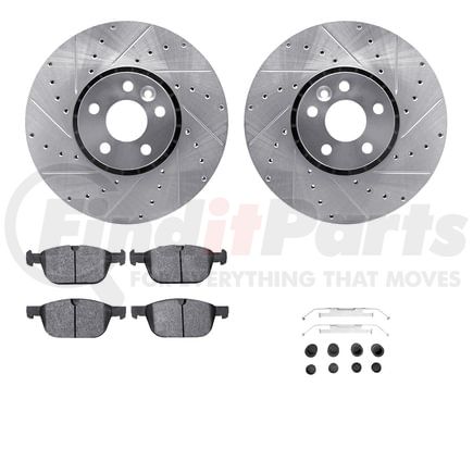 Dynamic Friction Company 7612-27047 Rotors-Drilled & Slotted-Silver w/ 5000 Euro Ceramic Brake Pads Incl Hdw