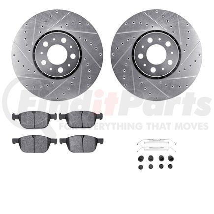 Dynamic Friction Company 7612-27049 Rotors-Drilled & Slotted-Silver w/ 5000 Euro Ceramic Brake Pads Incl Hdw