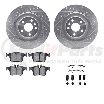 Dynamic Friction Company 7612-27052 Rotors-Drilled & Slotted-Silver w/ 5000 Euro Ceramic Brake Pads Incl Hdw