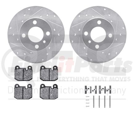 Dynamic Friction Company 7612-31005 Rotors-Drilled & Slotted-Silver w/ 5000 Euro Ceramic Brake Pads Incl Hdw