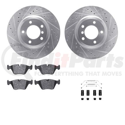 Dynamic Friction Company 7612-31045 Rotors-Drilled & Slotted-Silver w/ 5000 Euro Ceramic Brake Pads Incl Hdw