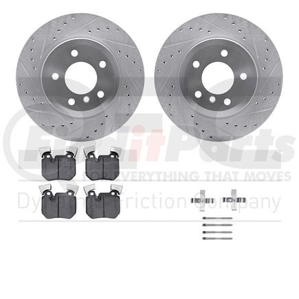 Dynamic Friction Company 7612-31078 Rotors-Drilled & Slotted-Silver w/ 5000 Euro Ceramic Brake Pads Incl Hdw