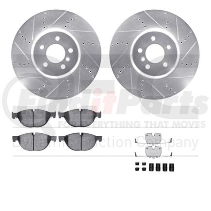 Dynamic Friction Company 7612-31079 Rotors-Drilled & Slotted-Silver w/ 5000 Euro Ceramic Brake Pads Incl Hdw