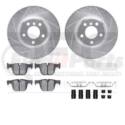 Dynamic Friction Company 7612-31093 Rotors-Drilled & Slotted-Silver w/ 5000 Euro Ceramic Brake Pads Incl Hdw