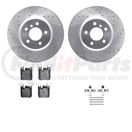 Dynamic Friction Company 7612-31098 Rotors-Drilled & Slotted-Silver w/ 5000 Euro Ceramic Brake Pads Incl Hdw