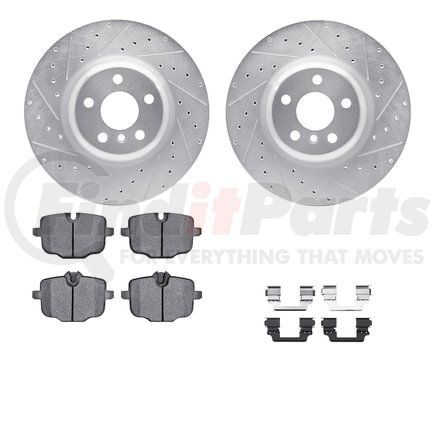 Dynamic Friction Company 7612-31101 Rotors-Drilled & Slotted-Silver w/ 5000 Euro Ceramic Brake Pads Incl Hdw
