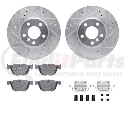 Dynamic Friction Company 7612-31112 Rotors-Drilled & Slotted-Silver w/ 5000 Euro Ceramic Brake Pads Incl Hdw
