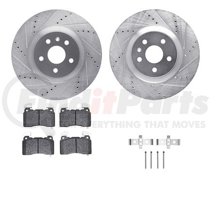 Dynamic Friction Company 7612-45008 Rotors-Drilled & Slotted-Silver w/ 5000 Euro Ceramic Brake Pads Incl Hdw