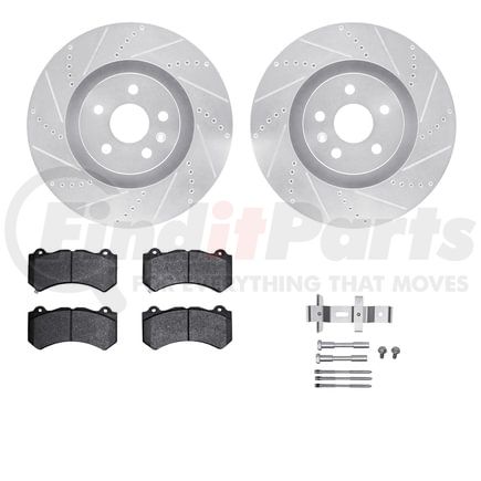 Dynamic Friction Company 7612-46014 Rotors-Drilled & Slotted-Silver w/ 5000 Euro Ceramic Brake Pads Incl Hdw