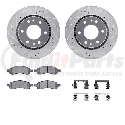 Dynamic Friction Company 7612-48005 Rotors-Drilled & Slotted-Silver w/ 5000 Euro Ceramic Brake Pads Incl Hdw