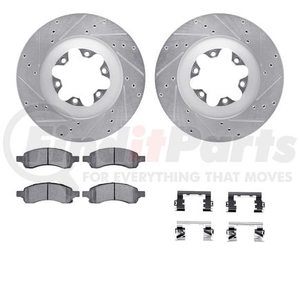 Dynamic Friction Company 7612-48007 Rotors-Drilled & Slotted-Silver w/ 5000 Euro Ceramic Brake Pads Incl Hdw