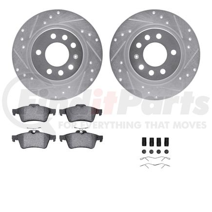 Dynamic Friction Company 7612-53002 Rotors-Drilled & Slotted-Silver w/ 5000 Euro Ceramic Brake Pads Incl Hdw
