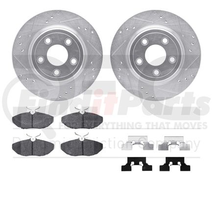 Dynamic Friction Company 7612-54005 Rotors-Drilled & Slotted-Silver w/ 5000 Euro Ceramic Brake Pads Incl Hdw