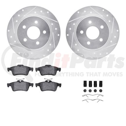 Dynamic Friction Company 7612-54022 Rotors-Drilled & Slotted-Silver w/ 5000 Euro Ceramic Brake Pads Incl Hdw
