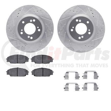 Dynamic Friction Company 7612-59002 Rotors-Drilled & Slotted-Silver w/ 5000 Euro Ceramic Brake Pads Incl Hdw