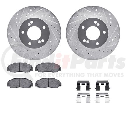 Dynamic Friction Company 7612-59003 Rotors-Drilled & Slotted-Silver w/ 5000 Euro Ceramic Brake Pads Incl Hdw