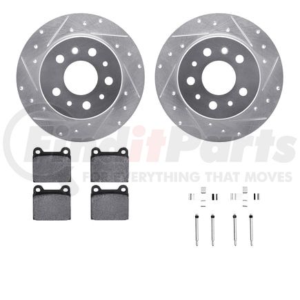 Dynamic Friction Company 7612-63008 Rotors-Drilled & Slotted-Silver w/ 5000 Euro Ceramic Brake Pads Incl Hdw