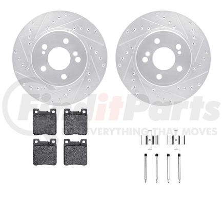 Dynamic Friction Company 7612-63048 Rotors-Drilled & Slotted-Silver w/ 5000 Euro Ceramic Brake Pads Incl Hdw