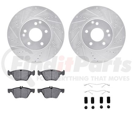 Dynamic Friction Company 7612-63061 Rotors-Drilled & Slotted-Silver w/ 5000 Euro Ceramic Brake Pads Incl Hdw