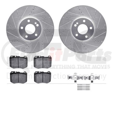 Dynamic Friction Company 7612-63076 Rotors-Drilled & Slotted-Silver w/ 5000 Euro Ceramic Brake Pads Incl Hdw
