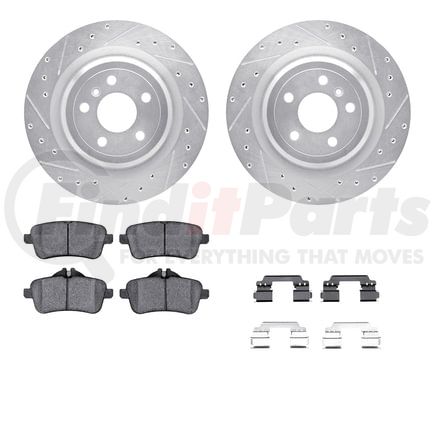 Dynamic Friction Company 7612-63086 Rotors-Drilled & Slotted-Silver w/ 5000 Euro Ceramic Brake Pads Incl Hdw