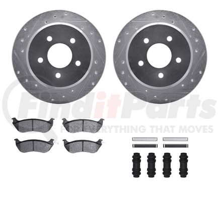 Dynamic Friction Company 7512-56076 Rotors-Drilled & Slotted-Silver w/ 5000 Advanced Brake Pads Incl Hdw