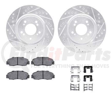 Dynamic Friction Company 7512-58010 Rotors-Drilled & Slotted-Silver w/ 5000 Advanced Brake Pads Incl Hdw