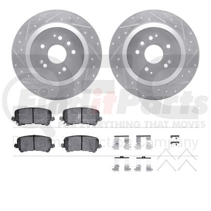 Dynamic Friction Company 7512-58033 Brake Rotor - Dimpled & Slotted - Silver w/5000 Brake Pads & HW Kit